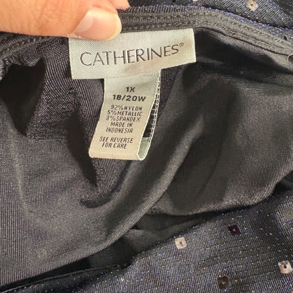 Catherine's Plus Size Black Blue Sequin Tunic Blouse - Picture 9 of 12